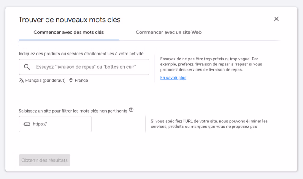 Google Keyword Planner : Découvrir de nouveaux mots-clés