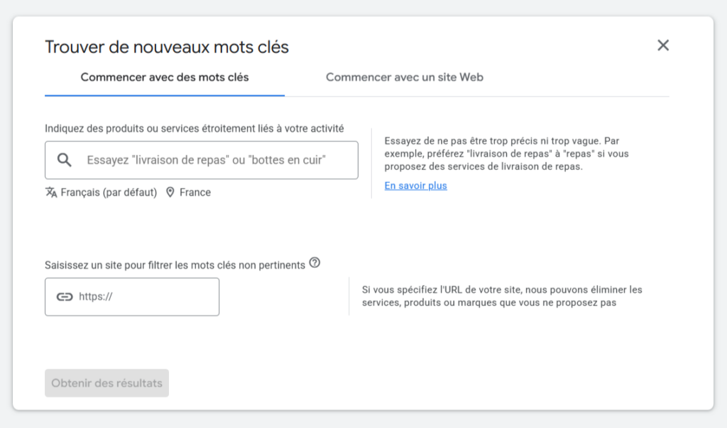 Google Keyword Planner : Découvrir de nouveaux mots-clés